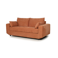 Canapé-lit convertible 2 places en tissu orange avec matelas pour salon, chambre d'amis, appartement, mobilier de maison