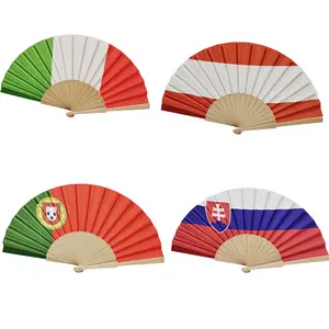 Hot Selling Football Game Sport Match Cheering Product National Flag Paper Bamboo Hand Fans With Promotional