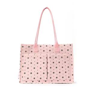 Sac fourre-tout portable en toile à grande capacité pour femme, motif cœur à pois, idéal pour les trajets quotidiens et les étudiantes - Product Image 3