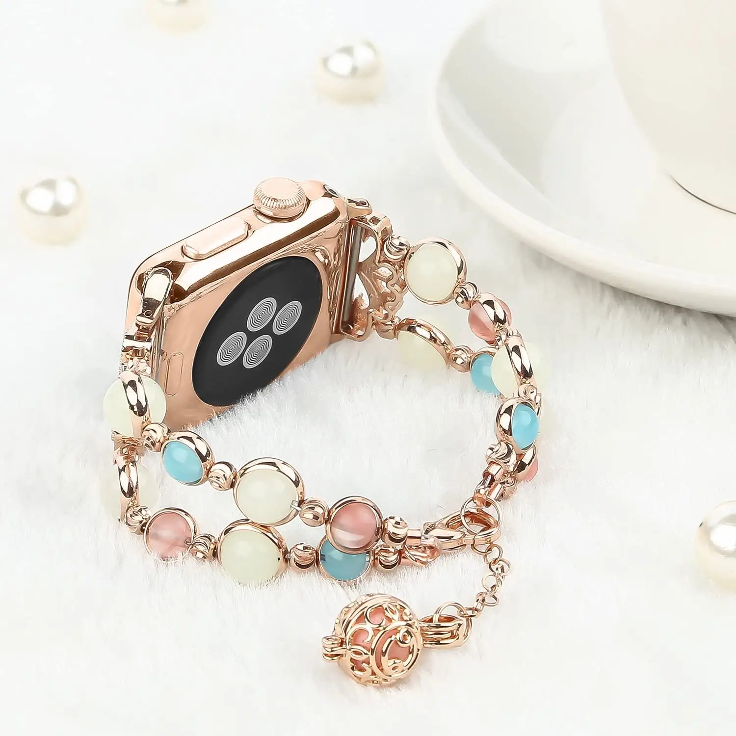 Fashion Jewelry Watch Wristband Night Vision Watch Band Adjustable Luminous Bead Watch Band For Apple IWatch 8 7 6 5 4 3 2 1