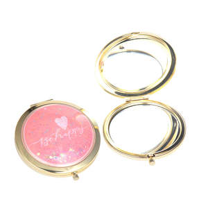 Quicksand Glitter Round <b>Compact</b> Mirror 70mm Portable Folding <b>Makeup</b> Mirror With 95 High Reflectivity Cute Pocket Mirror For - Product Image 2