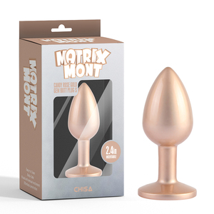 CHISA Candy - Tapón Anal de Metal de Aleación de Aluminio Color Oro Rosa, 8.2 cm, 85 g, Sin Níquel, Juguete para Parejas con Efecto de Temperatura - Product Image 1