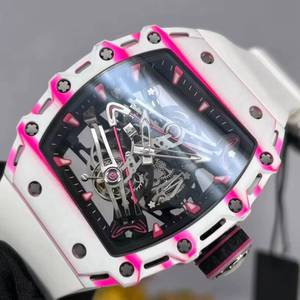 Reloj Mecánico Deportivo Unisex de Lujo con Movimiento Tourbillon de Fibra de Carbono Rosa 38-02, Diseño Esqueleto, 101g - Product Image 3