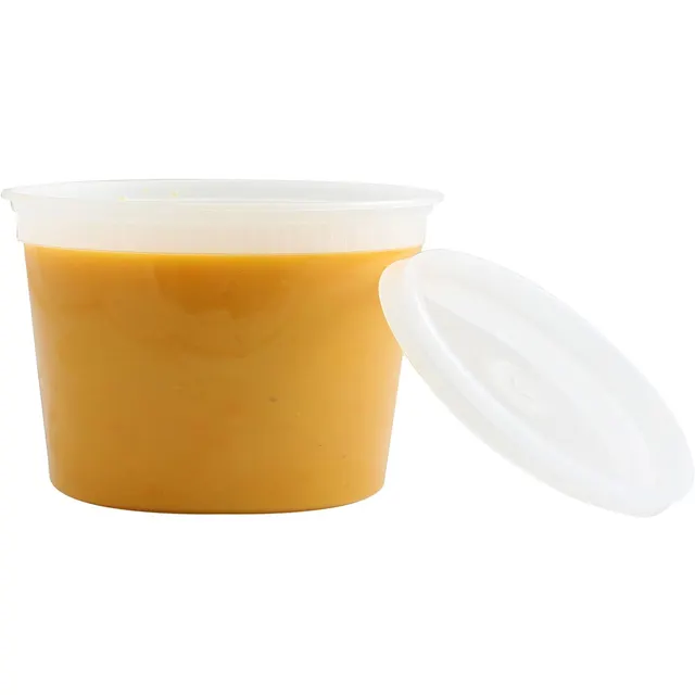 Balde de sopa de sorvete de plástico descartável para armazenamento de alimentos, recipientes de 64 onças com tampas