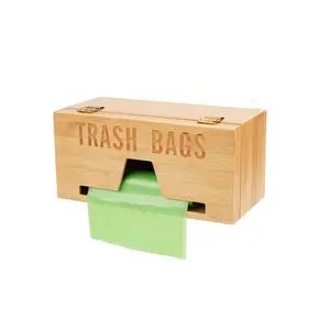 Bamboo Trash Bag Dispenser For Plastic Bags Trash Bag Dispenser Roll Holder