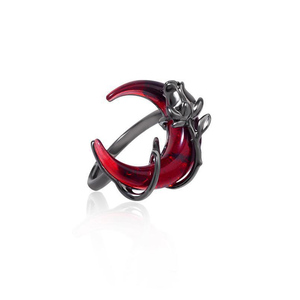 Orecchini Asimmetrici Stile Gotico con Luna Rossa e Rosa per Donne, Orecchini Pendenti con Cristalli dal Design Personalizzato - Product Image 6