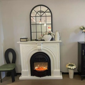 Chimenea Eléctrica de Madera Maciza de 1.5m, Estilo Villa Mediterránea Europea, con Llama Simulada, para Sala de Estar, Mueble Decorativo - Product Image 6