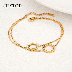 <b>Gold</b> Plated Stainless Steel <b>Beaded</b> Heart Chain <b>Bracelet</b> Trendy Women's Jewelry Gift - Product Image 4