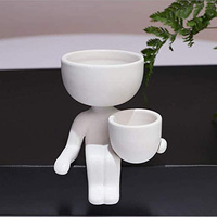 Petits pots à succulentes créatifs en céramique en forme humaine, en porcelaine émaillée pour la décoration de jardin, de bureau et de maison
