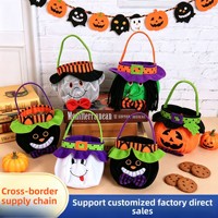 Sac à bonbons d'Halloween amusant en peluche, seau à bonbons citrouille portable pour enfants, accessoires de décoration de fête, panier de rangement stérile