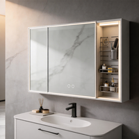 Mueble de Baño Moderno Suspendido en la Pared con Espejo, Estantes de Almacenamiento y Bandejas Funcionales, Diseño Elegante y Contemporáneo