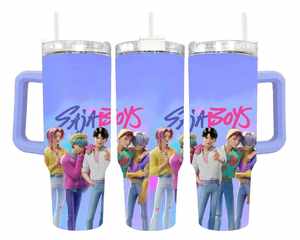 แก้วน้ำเก็บความเย็นแบบมีหูจับและหลอดดูด ลายใหม่ Saja Boys Tumbler K-POP Kpop Demon Hunters Girl ขนาด 40 ออนซ์ สำหรับกิจกรรมกลางแจ้ง - Product Image 2