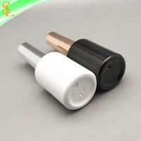 Flacons en verre vides pour vernis à ongles gel UV noir et blanc brillant 10 ml avec bouchons argentés/dorés, impression sérigraphique, pinceaux pour gel souple
