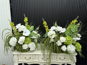 Moda verde matrimonio composizione di fiori artificiale verde scuro Anthurium fiori ortensia centrotavola per la decorazione del partito - Product Image 3