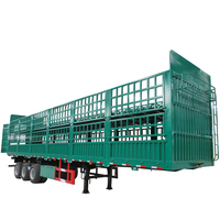 Promotion : Semi-remorque de transport de bétail (bovins, ovins) en acier d'occasion de haute qualité, 2 ou 3 essieux, 60 tonnes, avec clôture