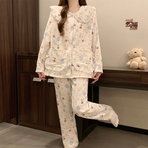 I pantaloni lunghi a maniche lunghe dei cartoni animati del cucciolo possono essere indossati fuori dal pigiama comodo della <span class=keywords><strong>primavera</strong></span> e dell'autunno di cotone della nuvola - Product Image 2