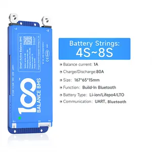 BMS Equalizador de Bateria Balancer 1A Equilíbrio Ativo Inteligente BMS 4S 6S 7S 8S para LifePO4/Li-ion/LTO Bateria Proteção Board