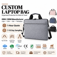 Tas Laptop Bisnis Kustom, Tas Komputer Pelindung, Tas Laptop Poliester dengan Tali Bahu dan Kantong Depan