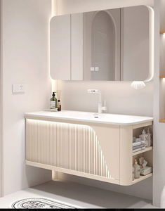 Modern White Bathroom Vanity Combos <b>Set</b> with Ceramic PVC Construction Smart <b>Mirror</b> Easy Installation Space-Saving for Ho - Product Image 2