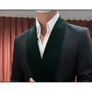Nouveau manteau à col de fruits verts pour hommes, en velours, à la mode, costume d'épissure de mariage, Slim adapté - Product Image 4