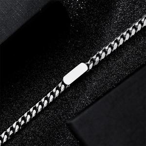 Higher Polished Curb <b>Chain</b> Stainless Steel Laser <b>Name</b> Customized logo Couples Lovers Bracelet - Product Image 4