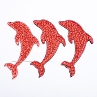 Dauphin Motif Strass Patches Coudre sur Strass Applique Hot Fix Cristal Poche Autocollant pour Hoodies Chapeau Cheveux Chaussures Accessoires