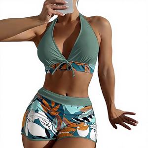 Ensemble <span class=keywords><strong>de</strong></span> bikini imprimé pour femmes, <span class=keywords><strong>maillot</strong></span> <span class=keywords><strong>de</strong></span> <span class=keywords><strong>bain</strong></span> 2 pièces, <span class=keywords><strong>maillot</strong></span> <span class=keywords><strong>de</strong></span> <span class=keywords><strong>bain</strong></span> <span class=keywords><strong>taille</strong></span> <span class=keywords><strong>haute</strong></span> avec short - Product Image 5