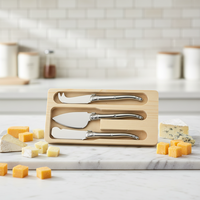 Ensemble de couteaux à fromage écologiques de qualité supérieure, 3 pièces, couteaux à fromage en acier inoxydable tranchants, manches en acier inoxydable, ambidextres, personnalisés