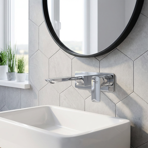 Mitigeur mural en céramique moderne contemporain poli australien filigrane salle de bain douche lavabo robinet - Product Image 1