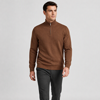 Pull à col zippé personnalisé avec logo, vente en gros, décontracté, chaud, à manches longues