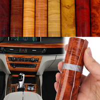 Film vinyle en grain de bois pour voiture Autocollants en PVC Film auto-adhésif imperméable pour panneau de voiture Console Moteur DIY Styling Decor