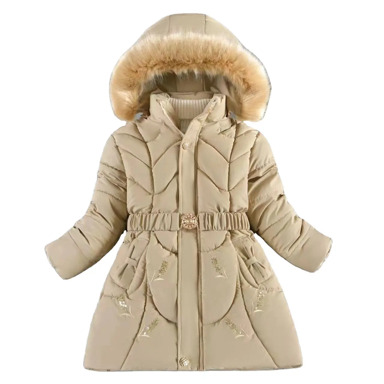 Vente en gros dernières créations mode hiver garder au chaud filles doudoune adolescent épais résistant au froid à capuche coupe-vent manteau