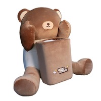Boîte à mouchoirs pour voiture Poubelle 2-en-1 mignon dessin animé décoration intérieure de voiture jouets en peluche boîte à papier de pompage