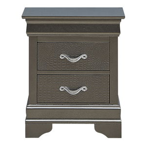Metallic Black Nightstand With <b>Drawers</b> Modern Bedroom <b>Storage</b> <b>Drawer</b> Unit - Product Image 5