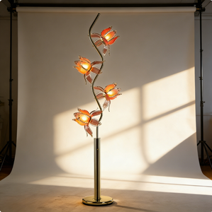 Lampe artistique à fleurs la plus vendue, en fer et verre, design lotus, LED, base E26, avec éclairage d'ambiance doux pour l'étude et la relaxation - Product Image 3