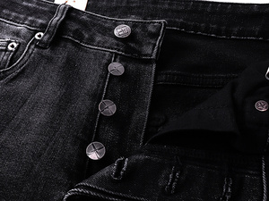 Jeans Y2K Grunge con Abertura en la Rodilla para Hombre, <span class=keywords><strong>Negros</strong></span>, Desgastados, Ajustados, con Agujeros, Pantalones Casuales de Mezclilla Delgada - Product Image 3