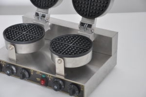 Gaufrier électrique professionnel double rond, plaques antiadhésives en acier inoxydable, pour snack-bars et restaurants - Product Image 4