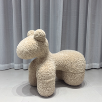 Taburete Seccional de Esponja con Forma de Pony Colorido Sherpa - Diseño Moderno, Silla Artística de Dibujos Animados para Niños, Silla Divertida con Forma de Animal para Apartamento