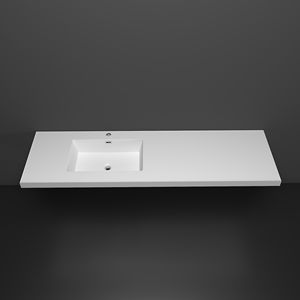 Lavabo Cuadrado Elegante de Cerámica Blanca con Borde Delgado, Lavabo Esquinero Moderno y Ecológico para Baños Compactos - Product Image 1
