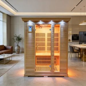 Sauna carré en cèdre rouge de qualité supérieure, durable, pour 2-3 personnes, pour une récupération active, sauna en bois massif durable pour un calme thérapeutique - Product Image 3
