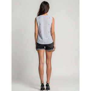 Blusa sin Mangas con Estampado Floral para Mujer, con Detalle de Lazo, Informal, para Uso Diario, Elegante, Verano, Calidad de Exportación ODM, Proveedor Mayorista - Product Image 4