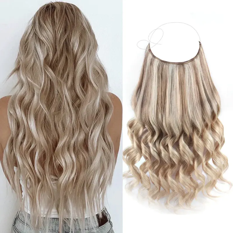 Topelles Invisible Halo Hair 100% Brazilian Human Hair Extension High Quality Piano Color Halo Hair Extensions For Women