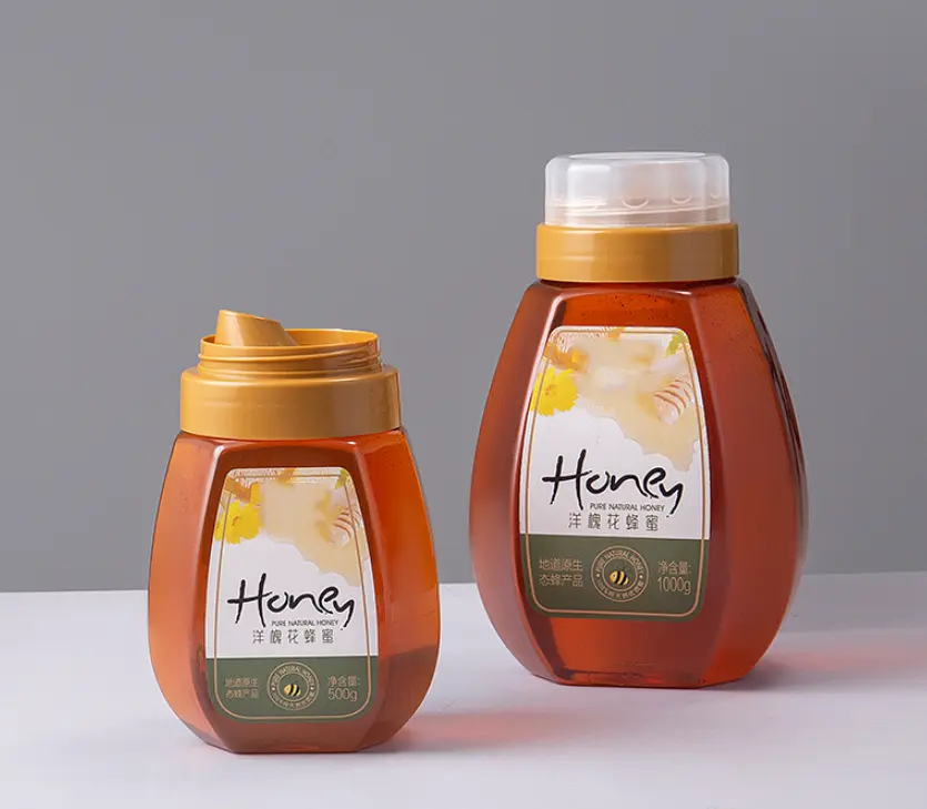 R 2023 새로운 500g 플라스틱 꿀 병 뚜껑 꿀 역류 입구 병 씰링 항아리 시럽 병 꿀 디스펜서 냄비 컨테이너