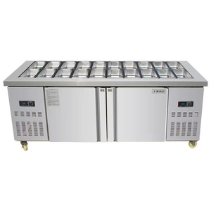 Table de préparation de salades réfrigérée et <span class=keywords><strong>comptoir</strong></span> de bar en acier inoxydable 304 de qualité commerciale avec refroidissement par ventilateur et compresseur pour restaurants - Product Image 3