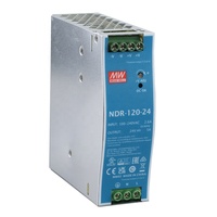 Alimentation électrique sur rail DIN série Mean Well NDR-120 120W AC-DC pour usage industriel ; Modèles NDR-120-24 et NDR-120-48
