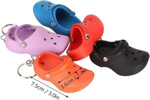 Private Label Mini Rubber Slipper Keychain Funny Shoe Keyring for Bags Custom Branding Silicone Hole Sandals Key Chain Bulk OEM - Product Image 3