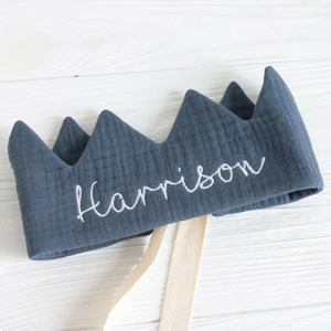 Personalized First Boys Girls Muslin Cotton Fabric <strong>Baby</strong> Toddler <strong>Headband</strong> Hat Kids Birthday Crown - Product Image 4