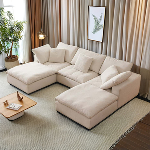 Ensemble de meubles modulaires modernes et confortables en lin nuage – Mobilier de salon pour appartement, hôtel et villa avec housse lavable - Product Image 1