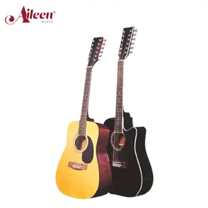 AileenMusic oem 44 polegadas estudante 12 fábrica de cordas da guitarra acústica (AF8A8C12)