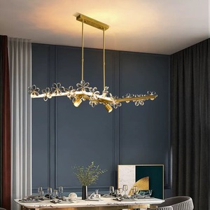 Plafonnier en cristal et cuivre de style postmoderne, style nordique de luxe léger pour salon, chambre, bureau, villa créative et tendance - Product Image 3